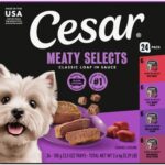 Cesar Classic Loaf in Sauce Wet Dog Food, Beef Recipe, Filet Mignon Flavor, Grilled Chicken Flavor, and Porterhouse Steak Flavor, 3.5 oz. Easy Peel Trays, Variety Pack (24 Count, Pack of 1)