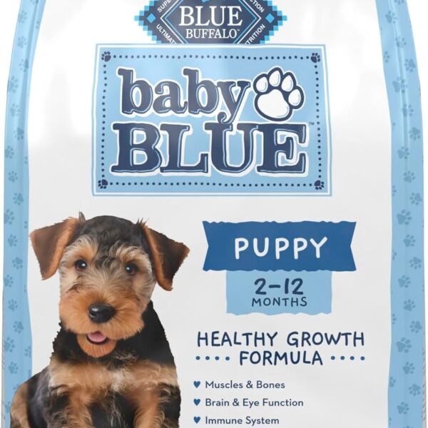 Blue Buffalo Baby Blue Natural Dry Food for Puppies, Healthy Growth Formula with DHA, Savory Chicken Recipe, 4-lb Bag