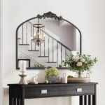 HQiJun Black Vintage Wall Mirror Window Decorative Traditional Mirrors Antique Arched Farmhouse for Living Room Bedroom Entryway Bathroom Vanity (29 * 36 * 1.2,Black)
