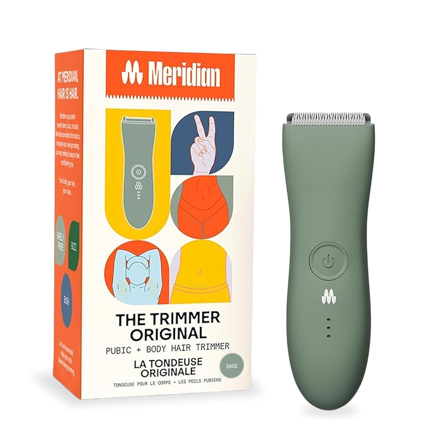 MERIDIAN The Trimmer Original - Body Hair Trimmer for Men, Electric Shaver for Pubic Hair, Chest, Legs & Bikini, Waterproof & Rechargeable, Sage MERIDIAN The Trimmer Original - Body Hair Trimmer for Men, Electric Shaver for Pubic Hair, Chest, Legs & Bikini, Waterproof & Rechargeable, Sage