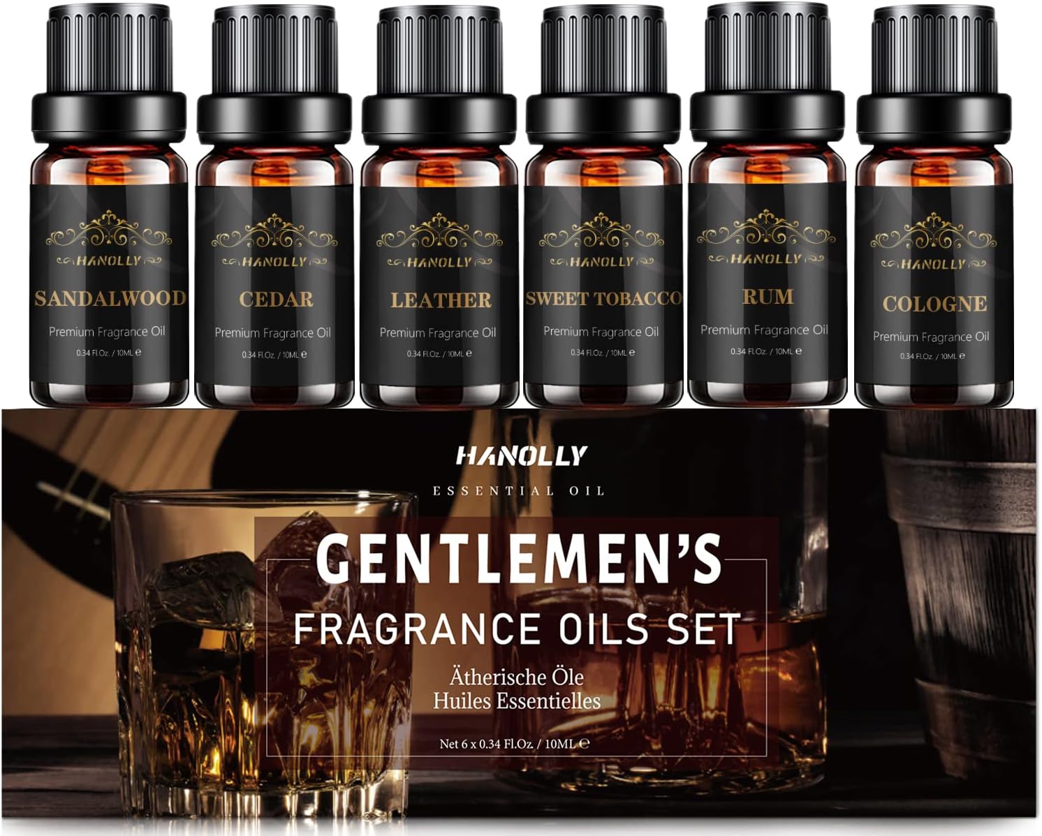 Essential Oils Set, Men Scents Fragrance Oil Aromatherapy Essential Oils Kit for Diffuser (6x10ML) - Sandalwood, Cedar, Leather, Sweet Tobacco, Rum, Cologne Aromatherapy Oils Gift for Men Essential Oils Set, Men Scents Fragrance Oil Aromatherapy Essential Oils Kit for Diffuser (6x10ML) - Sandalwood, Cedar, Leather, Sweet Tobacco, Rum, Cologne Aromatherapy Oils Gift for Men