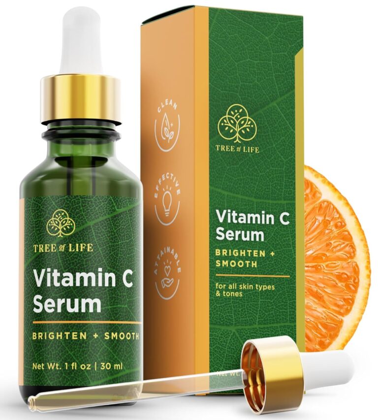 Tree of Life Vitamin C Serum For Face - Brightening Face Oil for Dark & Age Spots - For Dry & Sensitive Skin with Vitamin E for Soft Smooth Glow - Dermatologist Tested, 1 Fl Oz - Mothers Day Gifts