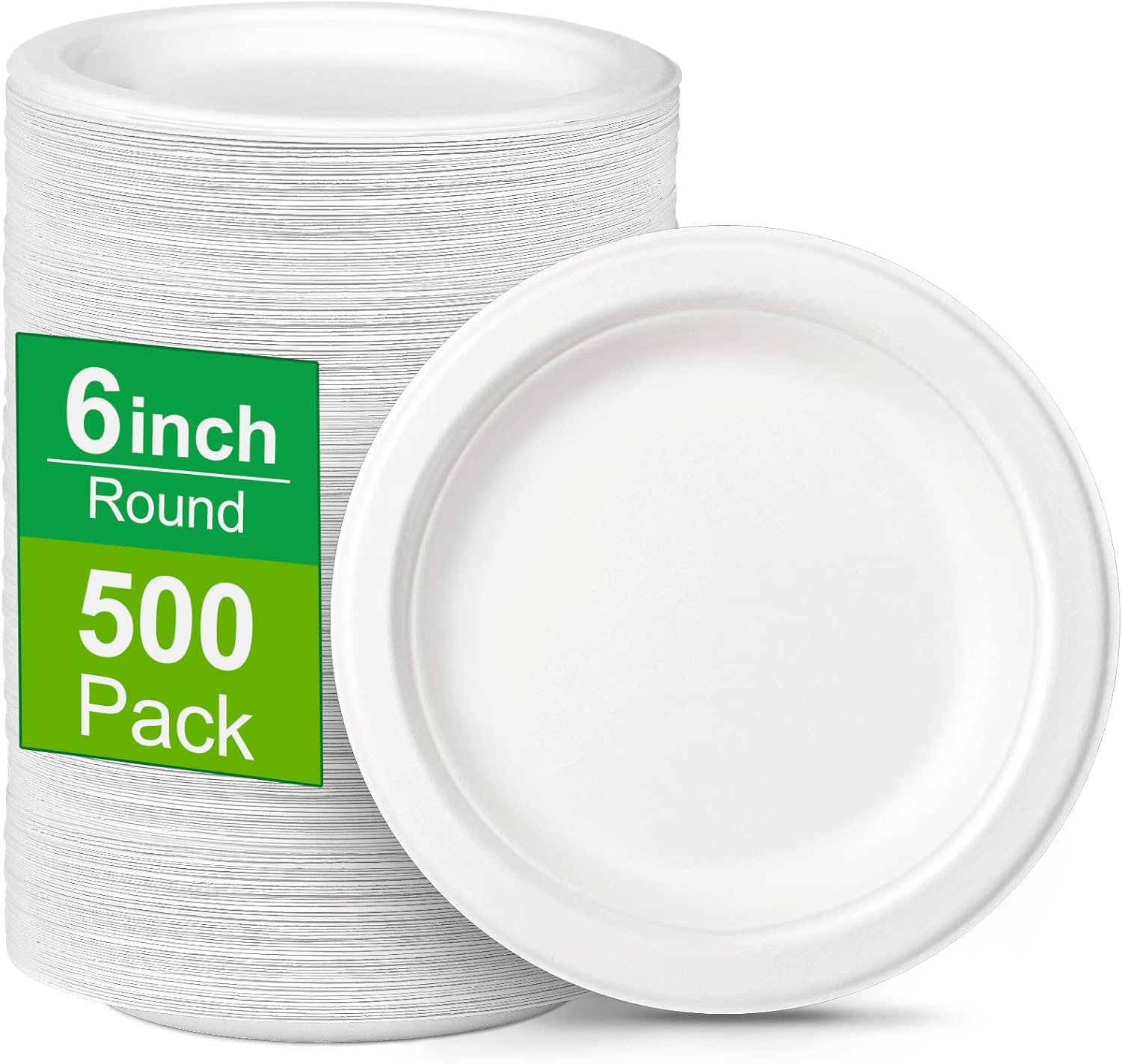 Small Paper Plates 6 inch, 500 Pack Plates Bulk, 100% Compostable Disposable Dessert Plates Made from Sugarcane Fibers, White Paper Plates Small Paper Plates 6 inch, 500 Pack Plates Bulk, 100% Compostable Disposable Dessert Plates Made from Sugarcane Fibers, White Paper Plates