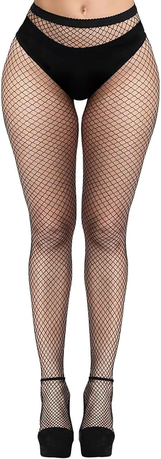 Buauty Fishnet Stockings for Women, High Waisted Fishnet Tights Black Fishnets for Halloween