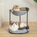 Double Cat Bed for Indoor Cats - Breathable Fiber, Ultra-Soft 2-Tier Design for Multi-Cat Homes,2 Layers Elevated Beds,Plush Dual-Layer Design