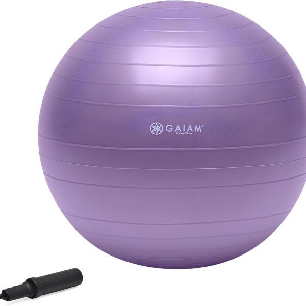 Gaiam Exercise Ball, Total Body Anti-Burst Balance Ball with Textured Grip, For Core Strength, Pregnancy Exercises, Yoga & Active Seating Included Air Pump