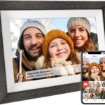 Frameo 10.1 inch Digital Picture Frame WiFi Smart Digital Photo Frame Wood IPS HD 1280 * 800 1080P Touch Screen Auto-Rotate Easy Setup to use Free Share Photos and Videos Gift for mon Father Women