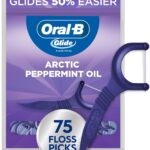 Oral-B Glide Peppermint Dental Floss Picks with Arctic Peppermint Oil Flavor, 75 Picks