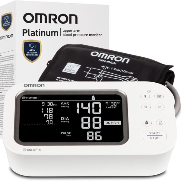OMRON Platinum Blood Pressure Monitor for Home Use & Upper Arm Blood Pressure Cuff - #1 Doctor & Pharmacist Recommended Brand - Clinically Validated - AFib Detection - Connect App