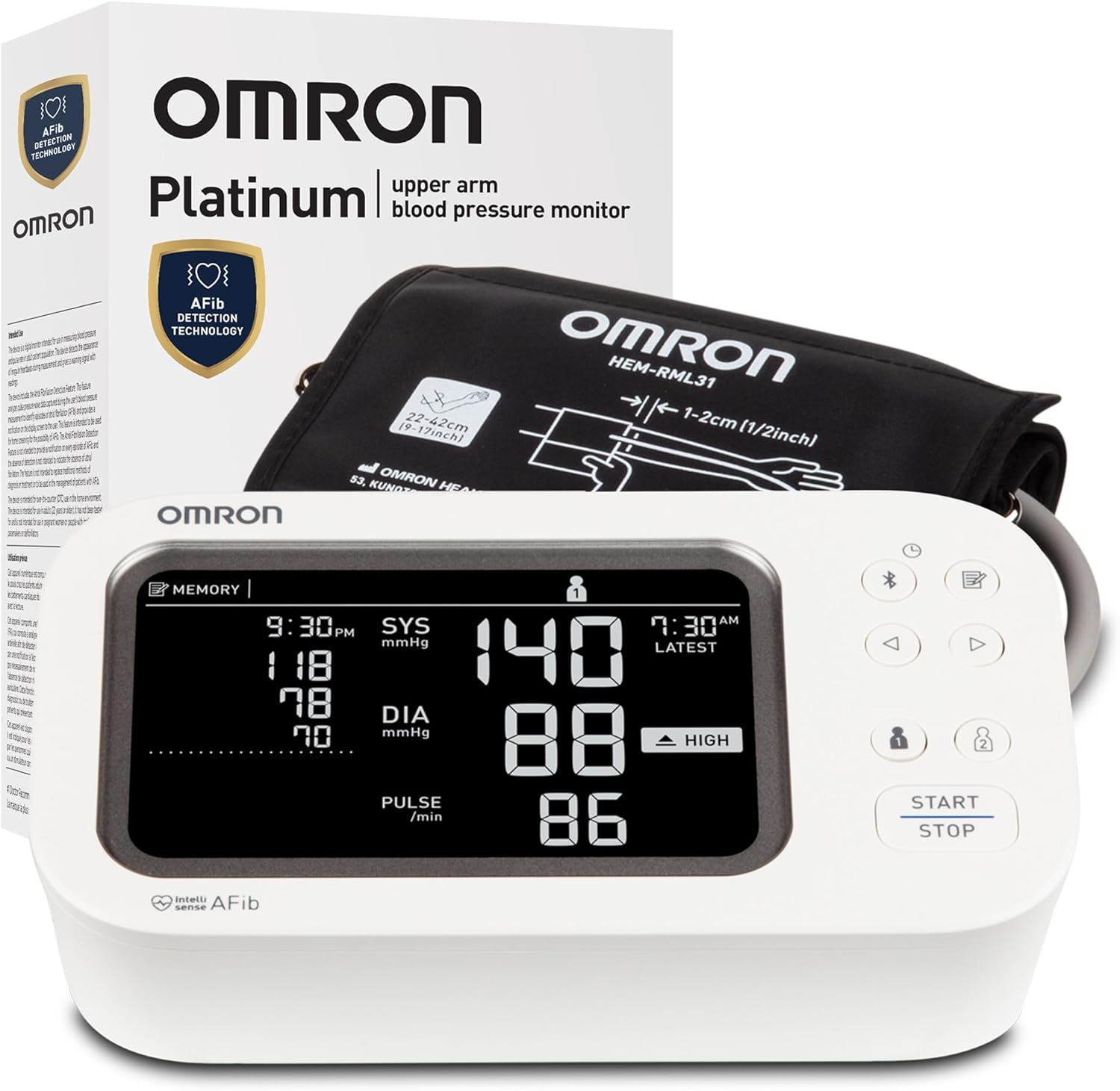 OMRON Platinum Blood Pressure Monitor for Home Use & Upper Arm Blood Pressure Cuff - #1 Doctor & Pharmacist Recommended Brand - Clinically Validated - AFib Detection - Connect App OMRON Platinum Blood Pressure Monitor for Home Use & Upper Arm Blood Pressure Cuff - #1 Doctor & Pharmacist Recommended Brand - Clinically Validated - AFib Detection - Connect App