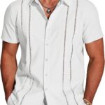 COOFANDY Men's Cuban Guayabera Shirt Short Sleeve Button Down Shirts Casual Summer Beach Linen Shirts