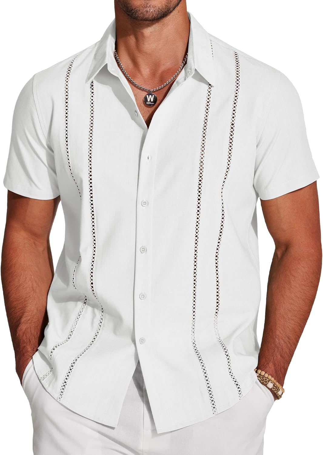 COOFANDY Men's Cuban Guayabera Shirt Short Sleeve Button Down Shirts Casual Summer Beach Linen Shirts COOFANDY Men's Cuban Guayabera Shirt Short Sleeve Button Down Shirts Casual Summer Beach Linen Shirts