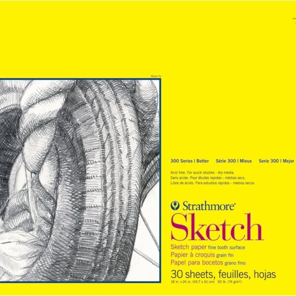 Strathmore 300 Series Sketch Pad, 18x24 inch, 30 Sheets, Side Wire - Artist Sketchbook for Drawing, Illustration, Art Class Students