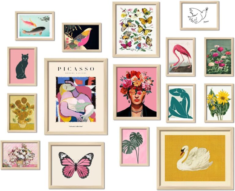 ANERZA 16 PCS Eclectic Wall Art Decor, Modern Maximalist Wall Prints for Bedroom, Posters for Room Aesthetic, Wall Collage Kit Pictures for Living Room, Colorful Dorm Gallery Home Decor