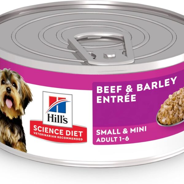 Hill's Science Diet Adult 1-6 Small & Mini Wet Dog Food, Beef & Barley, 5.8 oz. Cans, 24-Pack