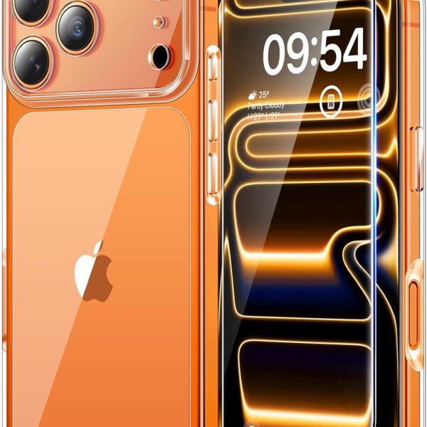 TAURI for iPhone 17 Pro Max Case, Full Camera Protection with Screen Protector, Anti-Yellowing Military-Grade Protection Shockproof Slim Phone Case for iPhone 17 Pro Max Phone Case, Clear