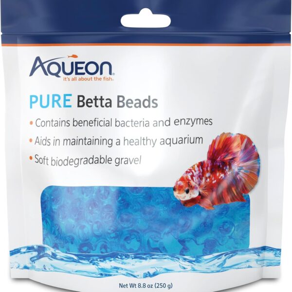 Aqueon PURE Betta Beads, Water Care for Unfiltered Aquariums, Maintains Clear Water and Helps Breakdown Organic Sludge, Blue
