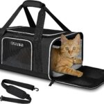 Petskd Pet Carrier 17x12x8.5 JetBlue Allegiant Airline Approved,Pet Travel Carrier Bag for Small Cats and Dogs, Soft Dog Carrier for 1-8 LBS Pets,Dog Cat Carrier with Safety Lock Zipper(Black)