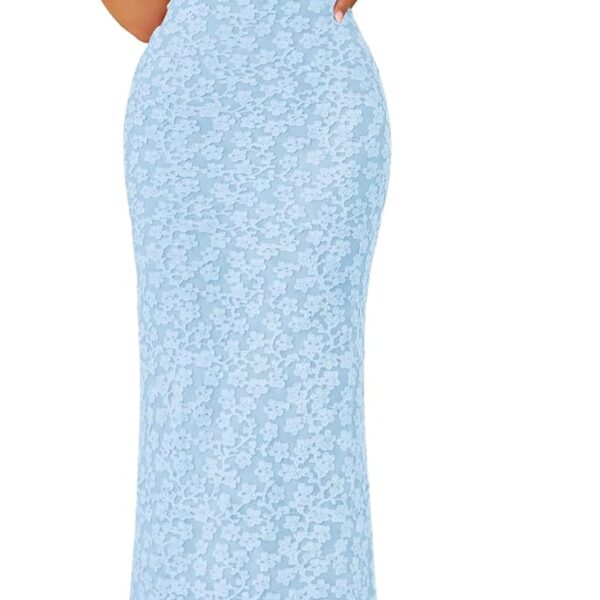 ZESICA Women's 2026 Summer Floral Strapless Bodycon Midi Dress Off Shoulder Beach Formal Cocktail Wedding Guest Long Dresses