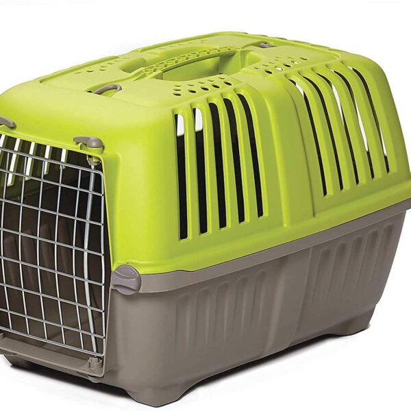 MidWest Homes for Pets Spree Travel Carrier - Hard-Sided Dog & Cat Carrier, Small Pet Travel Crate with Handle, Ventilated Design, Easy Assembly, 24-Inch, Blue