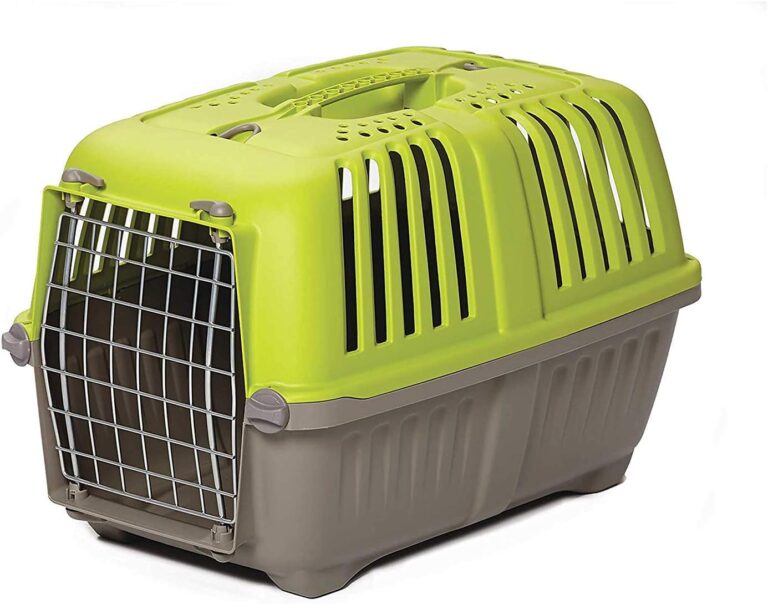 MidWest Homes for Pets Spree Travel Carrier - Hard-Sided Dog & Cat Carrier, Small Pet Travel Crate with Handle, Ventilated Design, Easy Assembly, 24-Inch, Blue