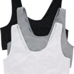 Hanes Women's Pack, Cotton Scoopneck Bralette, Low-Impact Sports Bra, 3-Pack