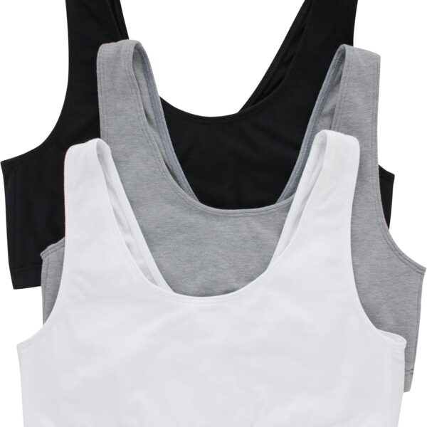 Hanes Women's Pack, Cotton Scoopneck Bralette, Low-Impact Sports Bra, 3-Pack