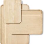 Caraway 4-Piece Double Sided Wood Cutting Board Set - Made From FSC-Certified Birch Wood - Mineral Oil & Wax Finish - 3 Sizes - Small, Medium, & Large - Storage Organizers Included