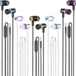 Rayleigh Wired Earbuds 5 Pack, Earbuds Headphones with Microphone, Earphones with Heavy Bass Stereo Noise Blocking, Compatible with iPhone, with iPad and Android Devices, MP3, Fits All 3.5mm Devices