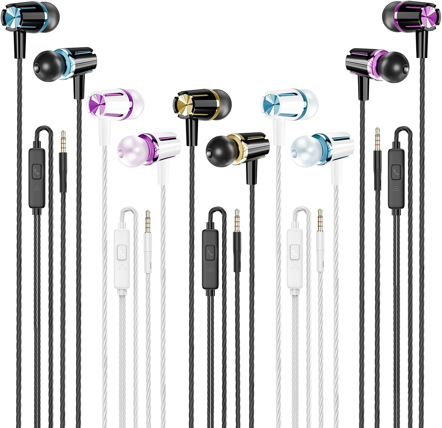 Rayleigh Wired Earbuds 5 Pack, Earbuds Headphones with Microphone, Earphones with Heavy Bass Stereo Noise Blocking, Compatible with iPhone, with iPad and Android Devices, MP3, Fits All 3.5mm Devices Rayleigh Wired Earbuds 5 Pack, Earbuds Headphones with Microphone, Earphones with Heavy Bass Stereo Noise Blocking, Compatible with iPhone, with iPad and Android Devices, MP3, Fits All 3.5mm Devices