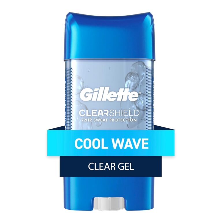 Gillette Antiperspirant and Deodorant for Men, 72hr Instant Sweat & Odor Protection, Long Lasting Freshness & Protection, Anti-White Mark Technology, Clear Gel, Cool Wave Scent, 3.8 oz