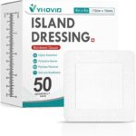 50 Count Island Dressing Bordered Gauze 4" x 4", Gauze Pads Individually Wrapped, Non-Stick Pad in Center with Adhesive Border, Bandages for Wounds, First Aid