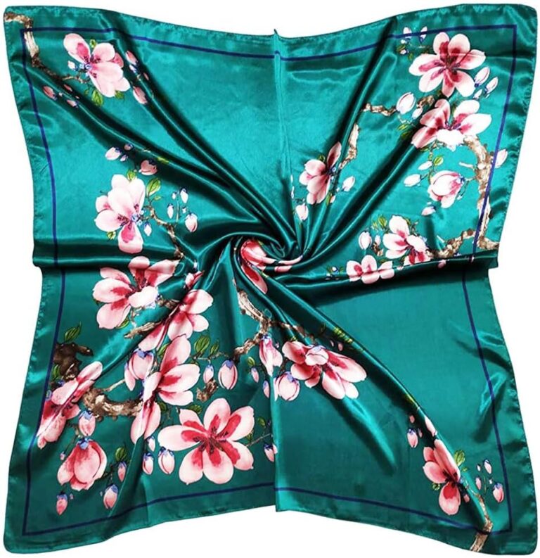 vabovin 35'' Silk Like Head Scarf for Women Square Hair Scarf Satin Printed Bandana for Hair Wrapping Fashion Accessory