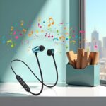 Jowxsx Blue Earphone Magnetic in-Ear Stereo Headset Earphone Wireless Bluetooth 4.2 Headphone Gift Headphones and Earbuds