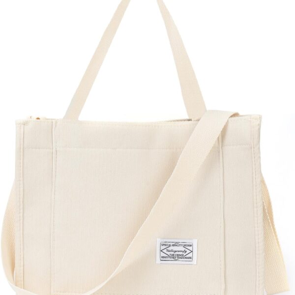 Valleycomfy Corduroy Tote Bag for Women Travel Crossbody Bag Purse Women Shoulder Bags Work Handbags Everyday Hobo Bag