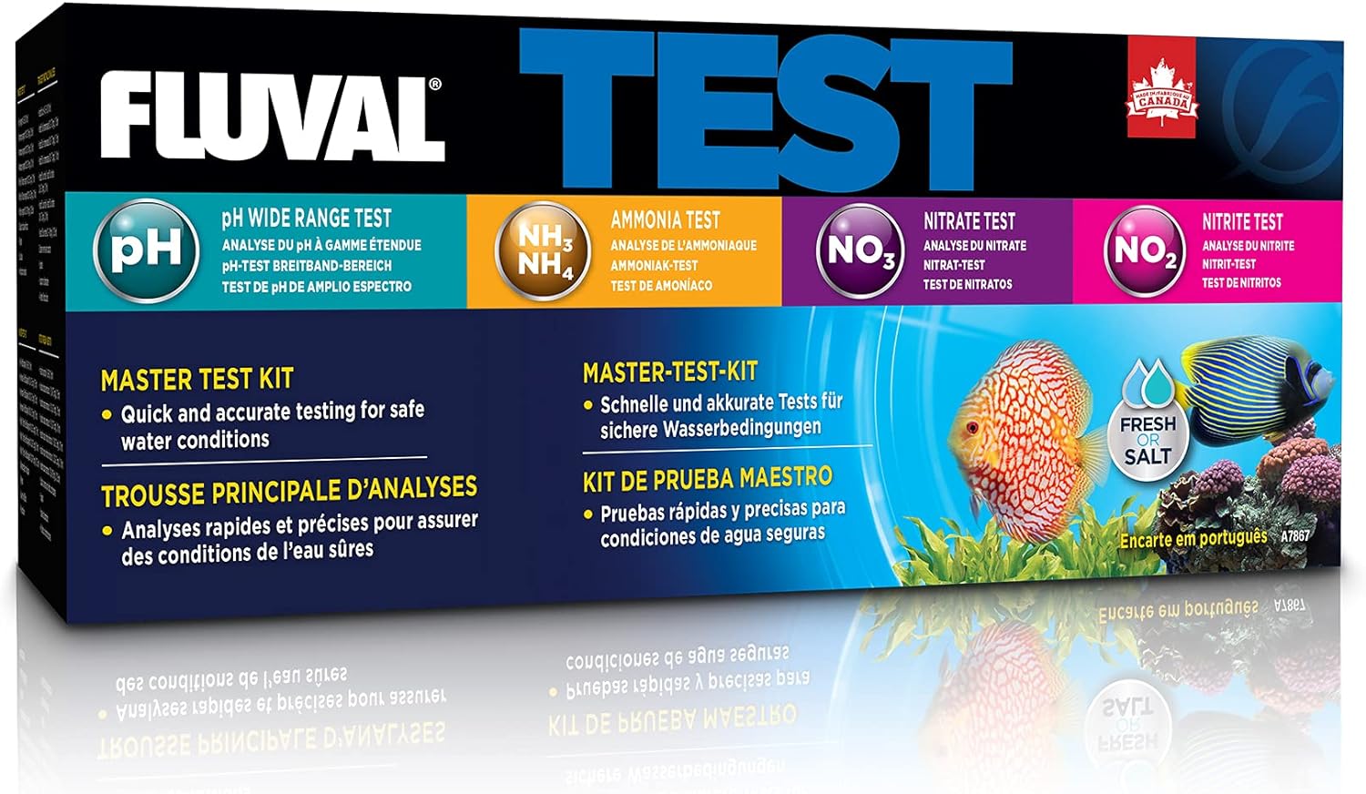 Fluval Master Test Kit for Aquarium Water, Freshwater & Saltwater Fish Tank Test Fluval Master Test Kit for Aquarium Water, Freshwater & Saltwater Fish Tank Test