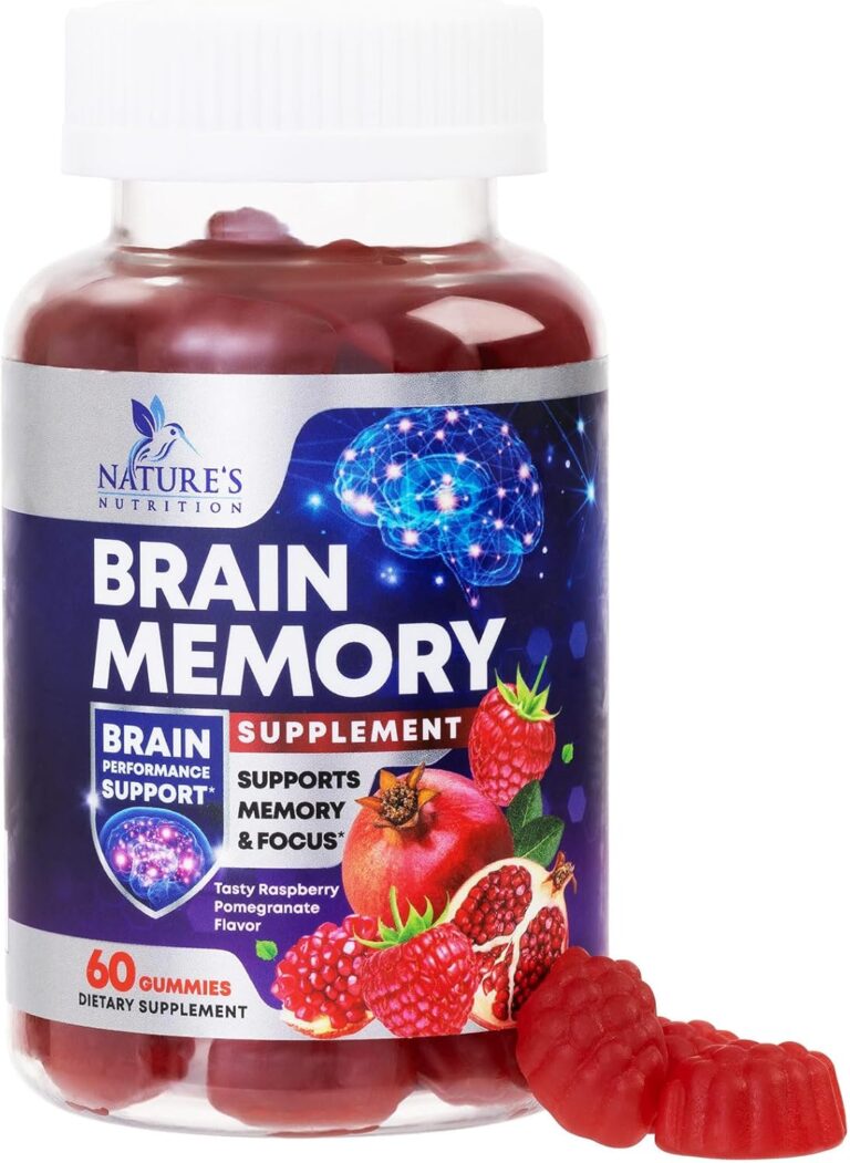 Brain Supplements For Memory & Focus Gummies - Natural Nootropics Support for Concentration Alertness & Clarity Support - 3X Strength Brain Health Vitamins with B6 B12, Phosphatidylserine - 60 Gummies