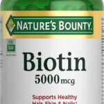 Nature's Bounty Biotin, Supports Metabolism for Cellular Energy and Healthy Hair, Skin, and Nails, 5000 mcg, 150 Softgels