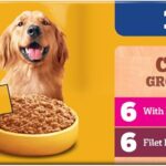 Pedigree Chopped Ground Dinner Wet Dog Food Filet Mignon & Beef Variety Pack, Canned Dog Food, 13.2 oz. Cans, 12 Count
