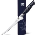 SHAN ZU 7 Inch Fillet Knife, Japanese Super Steel Boning Knife, Professional Ultra Sharp Fish knife with K133 Ergonomic Handle, Black Tortoise Genbu Series
