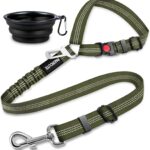 2 Piece Set Retractable Dog Car Seatbelts - Adjustable Pet Seat Belt for Vehicle Headrest Restraint - Heavy Duty & Elastic & Durable Car Harness