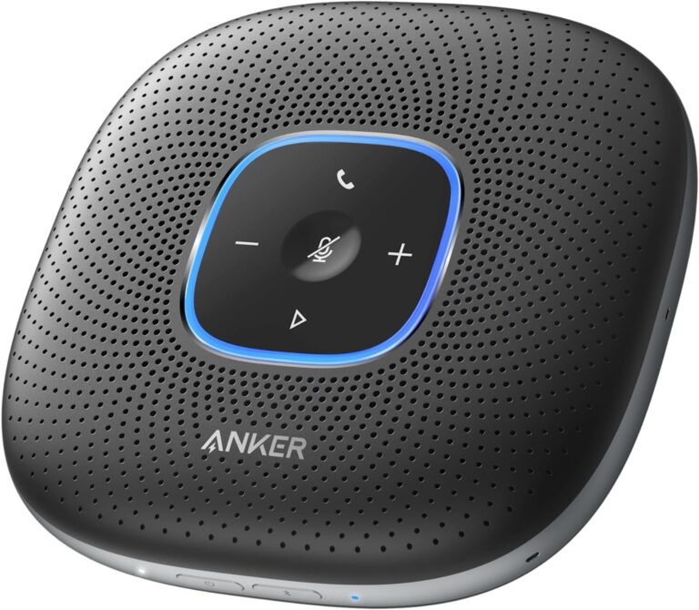 Anker PowerConf Speakerphone, Zoom Certified Conference Speaker with 6 Mics, 360 Enhanced Voice Pickup, 24H Call Time, Bluetooth 5.3, USB C, Compatible with Leading Platforms for Personal Workspaces