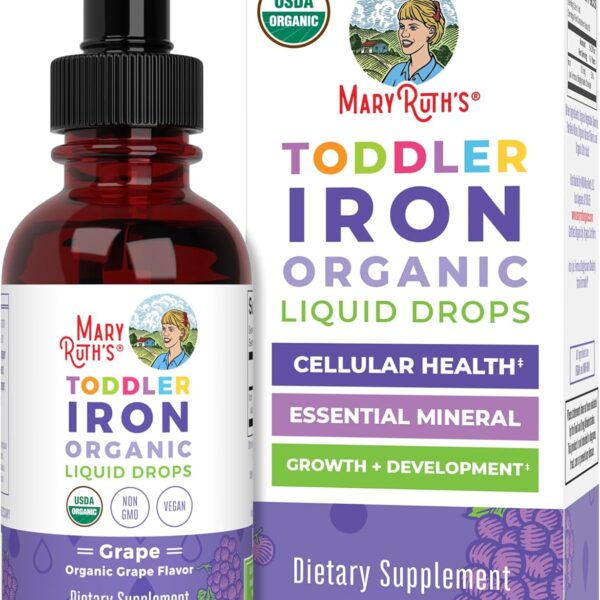 MaryRuth's Iron Supplement for Toddlers | Liquid Iron Supplement for Children Ages 1-3 | Iron Supplement for Iron Deficiency | Ferrochel | Sugar Free | Vegan | Non-GMO | Gluten Free | 2 Fl Oz