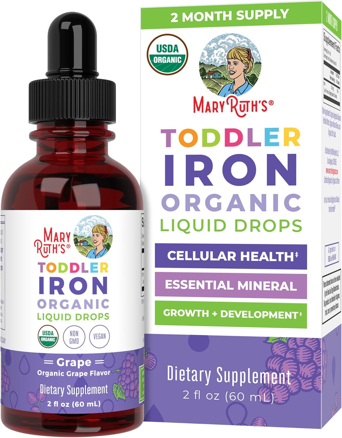 MaryRuth's Iron Supplement for Toddlers | Liquid Iron Supplement for Children Ages 1-3 | Iron Supplement for Iron Deficiency | Ferrochel | Sugar Free | Vegan | Non-GMO | Gluten Free | 2 Fl Oz MaryRuth's Iron Supplement for Toddlers | Liquid Iron Supplement for Children Ages 1-3 | Iron Supplement for Iron Deficiency | Ferrochel | Sugar Free | Vegan | Non-GMO | Gluten Free | 2 Fl Oz