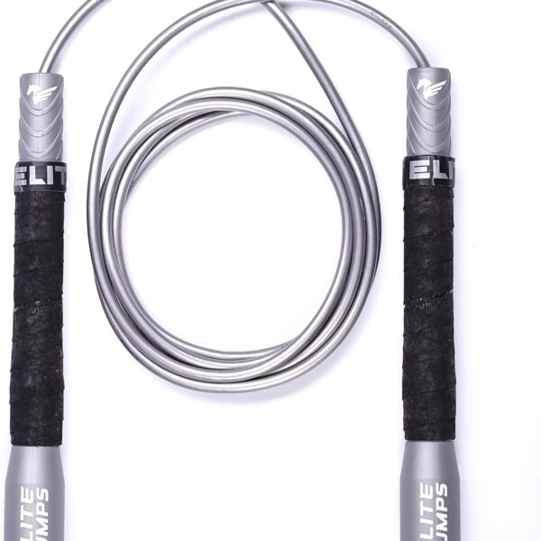 Elite Jumps Fit Plus Pro Freestyle PVC, 4mm Cord Skipping Rope, Cardio, Adjustable 10ft Length with 8" Reinforced Handles, Non-Slip Grip for Gym Workout, School Sport, Beginner Use