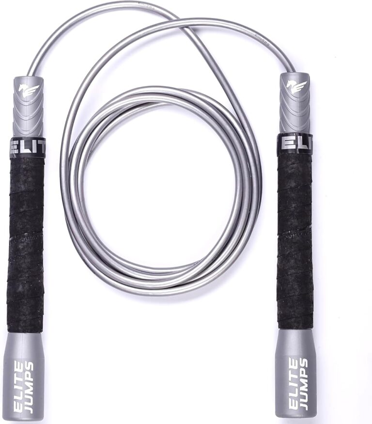 Elite Jumps Fit Plus Pro Freestyle PVC, 4mm Cord Skipping Rope, Cardio, Adjustable 10ft Length with 8" Reinforced Handles, Non-Slip Grip for Gym Workout, School Sport, Beginner Use