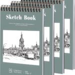 4 Pack Small Sketch Books, 5.5 x 8.5 Inch Mini Sketchbook, 68lb/100gsm Spiral Bound Small Sketch Pad, Acid Free Art Supplies Drawing Painting Sketchbook for Kids, Beginners, Artists (30 Sheets Each)