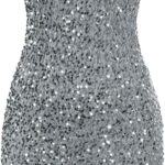 GRACE KARIN Sequin Dress for Women Sleeveless Sparkly Glitter Halter Dress Bodycon Mini Club Dresses 2025