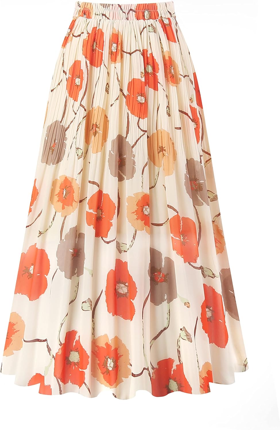 Kingfancy Women's Pleated Skirt Chiffon Elastic Waist A-Line Midi Length Skirt Kingfancy Women's Pleated Skirt Chiffon Elastic Waist A-Line Midi Length Skirt
