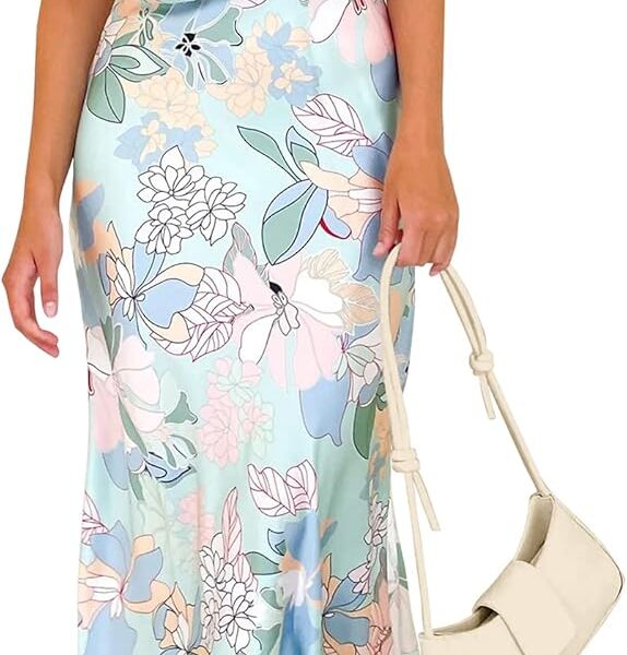 PRETTYGARDEN Women's 2026 Summer Satin Dress Elegant Sleeveless Mock Neck Cocktail Party Maxi Dresses